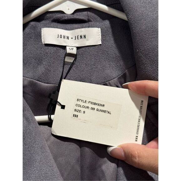 NWT JOHN + JENN Felix Faux Suede Moto Jacket Gunmetal Grey Women’s Small - Picture 3 of 12